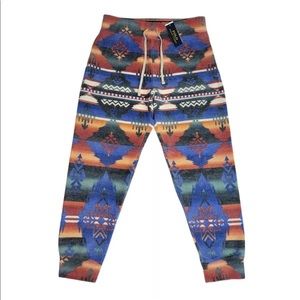 NWT Polo Ralph Lauren Men’s Blue Multi Aztec Southwestern Fleece Sweat Pants NEW